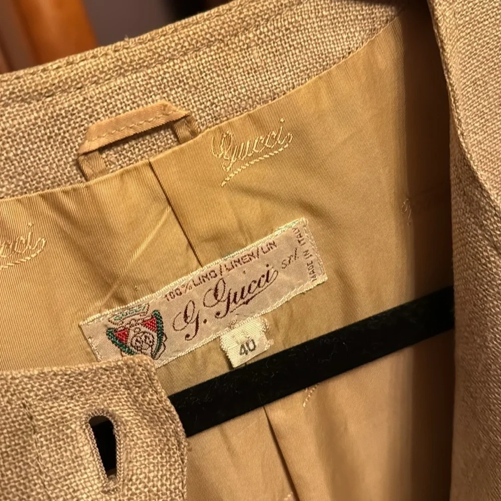 Gucci vintage blazer linen lined button down pockets size 40 large 10 - Picture 5 of 8